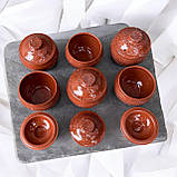 Горщики керамічні з червоної глини для запікання в духовці 500 мл - Кораловий граніт, фото 3