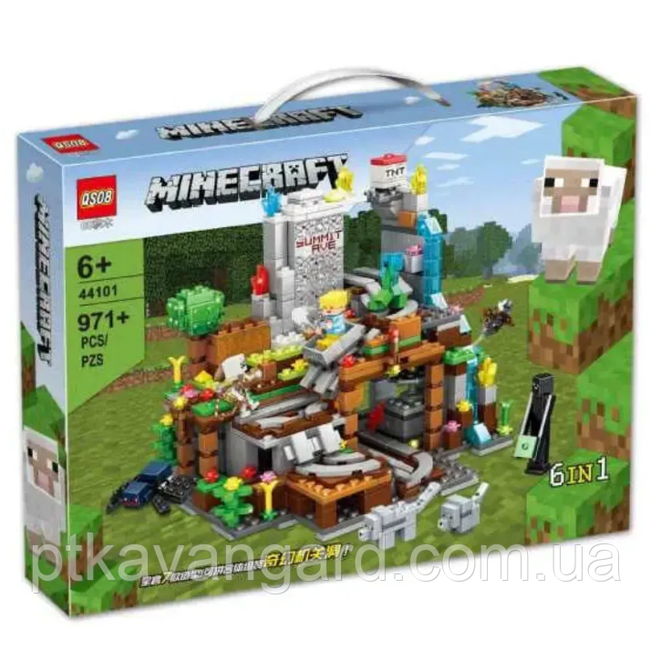 Конструктор майнкрафт шахта з вагонеткою, гірська печера 971 деталь My World 44101, фото 1