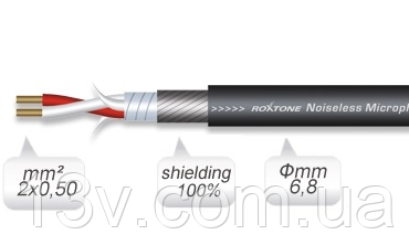 Кабель мікрофонний Roxtone MC022, 2х0.5 кв. мм, вн. діаметр 6.8 мм, 100 м