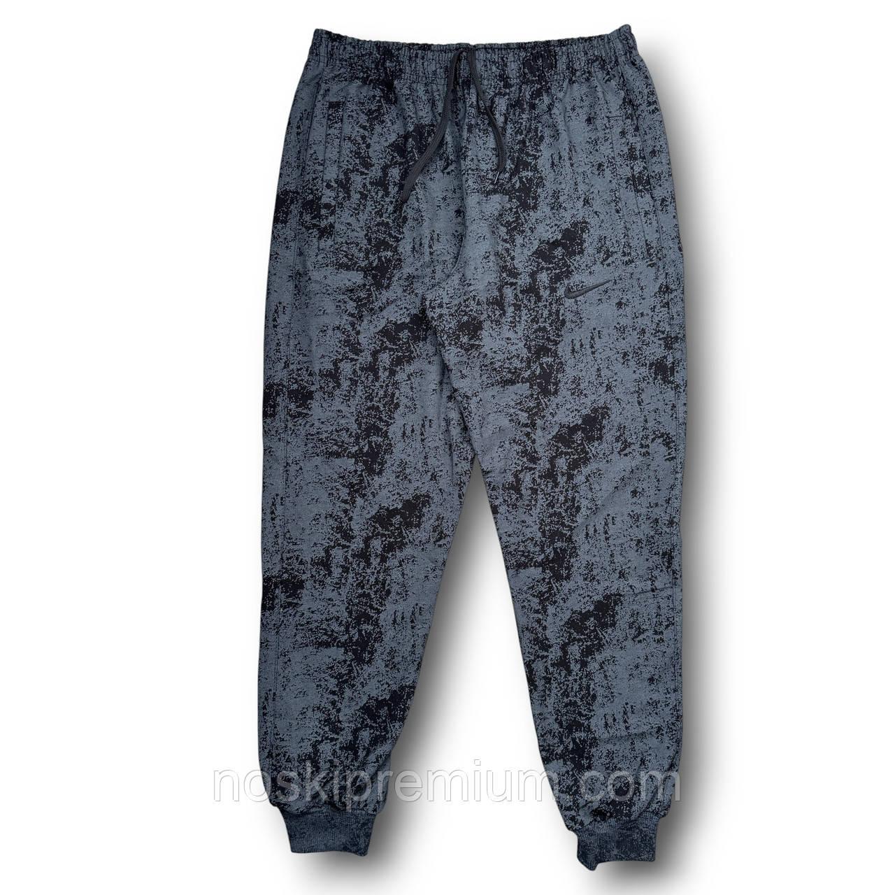 Штани спортивні чоловічі теплі манжет тринитка пеньє мармур Nike, розмір 46-54, темно-сірі, 05478, фото 1