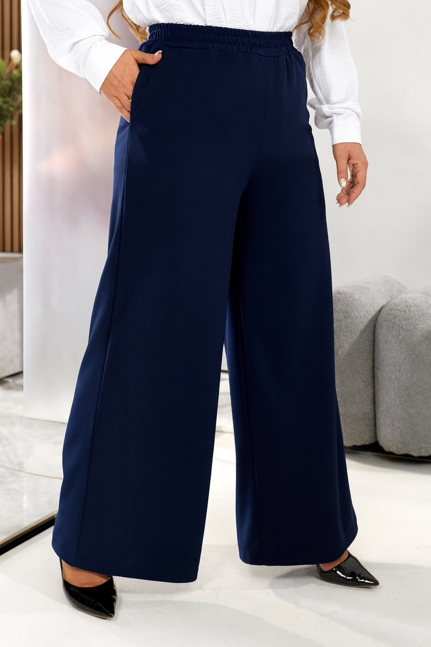 Модні жіночі брюки Палаццо casual темно-сині (48-70), фото 1