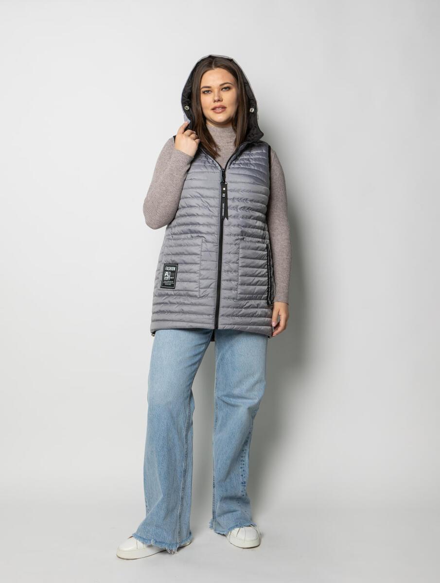 Жіночий жилет з накладними кишенями і капюшоном М-1130, фото 1