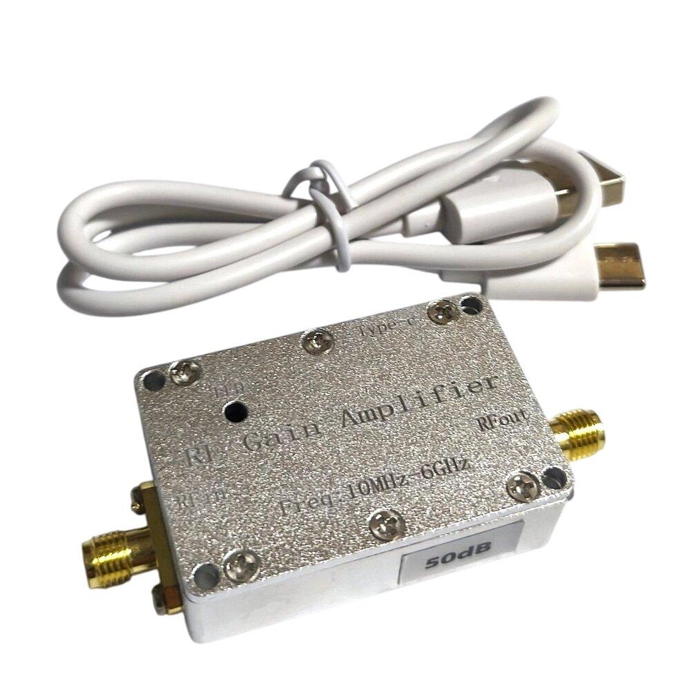 Підсилювач радіосигналів LNA 10 МГц-6 ГГц 50 дБ, TYPE-C 5 В, SMA-female