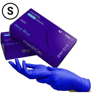 Рукавички нітрилові MediOk Navy Blue S, 100 шт/уп, фото 1