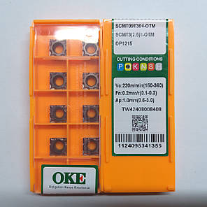 SCMT09T304-ОТМ OP1215 OKE (Нержавіюча сталь) Твердосплавна пластина, фото 2