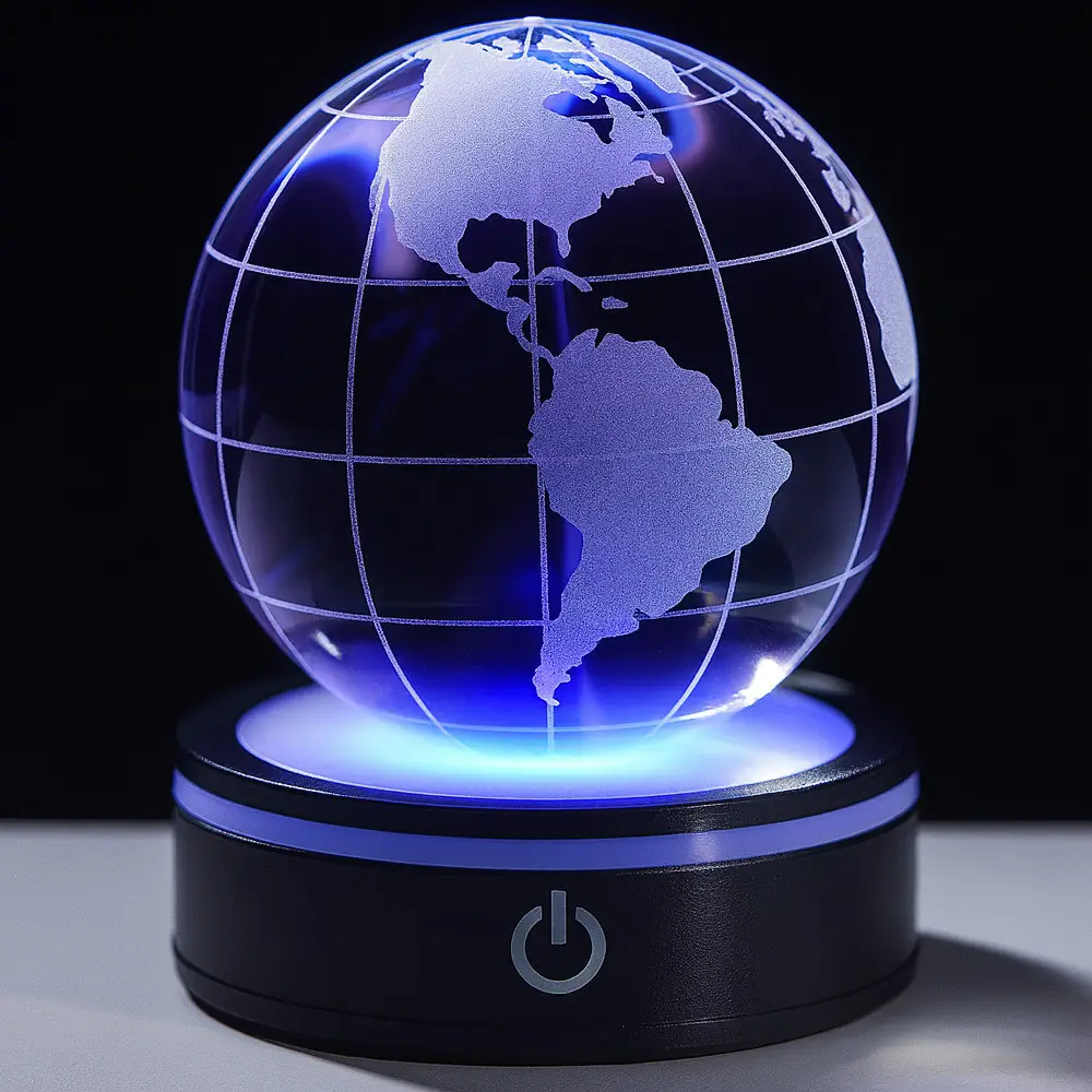 Декоративна нічник кришталева куля, 8х8 см, від мережі та батарейок / Дитячий нічник / Світильник-нічник настільний - фото 1 - id-p2776365686