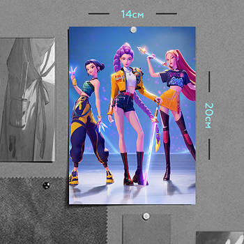 "Хантрікс (Кейпоп мисливиці на демонів / KPop Demon Hunters)" плакат (постер) розміром А5 (14х20см)