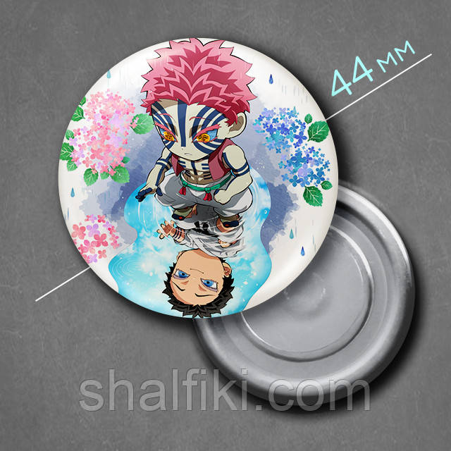 "Акадза (Клинок, який знищує демонів / Demon slayer)" магніт круглий Ø44 мм, фото 1