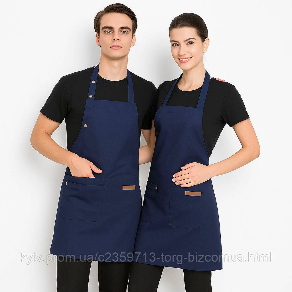 Фартух продавця кухні синій майстра парикмахера маникюра клінінга бар