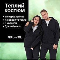 Жіночий теплий зимовий спортивний костюм великих розмірів на флісі, Флісовий костюм на замок, Щільний костюм для холодної погоди