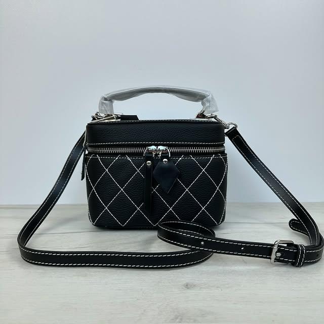 Міні шкіряна сумка овальний бочонок Lanvera-4346-С102 Чорна, фото 1