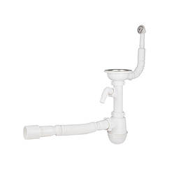 Сифон для кухонної мийки Lidz (WHI) 60 08 E001 01 ECO з круглим переливом (вихід 50 мм)