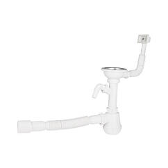 Сифон для кухонної мийки Lidz (WHI) 60 05 M002 01 EURO з відводом для пральної машини (вихід 50 мм)