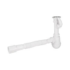 Сифон для кухонної мийки Lidz (WHI) 60 05 M002 00 з відводом для пральної машини (вихід 40/50 мм)