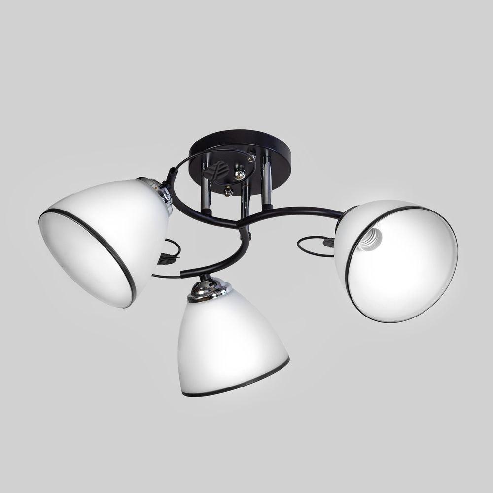 Люстра стельова чорна з білими плафонами 3 патрони E27