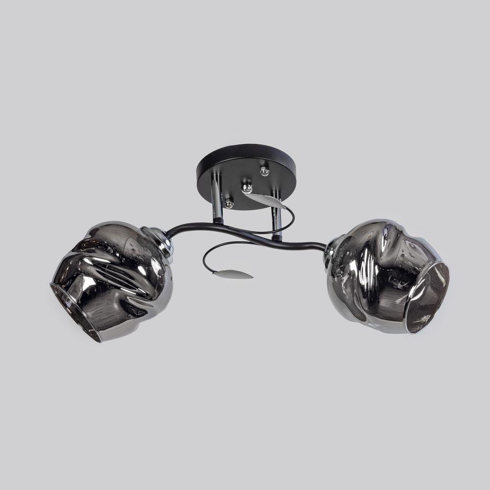 Світильник стельовий двоплафонний чорний з хромом цоколь E27