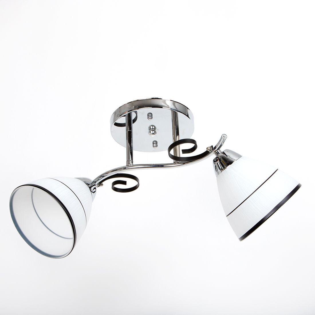 Люстра з хромованою арматурою 2 скляні плафони настінне керування патрон E27