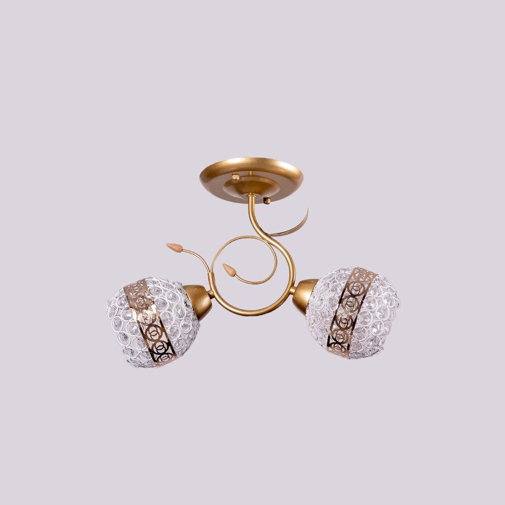 Люстра з 2 орнаментальними плафонами золота патрон Е27