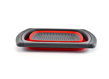 Складаний друшляк для миття овочів і фруктів Stenson Червоний