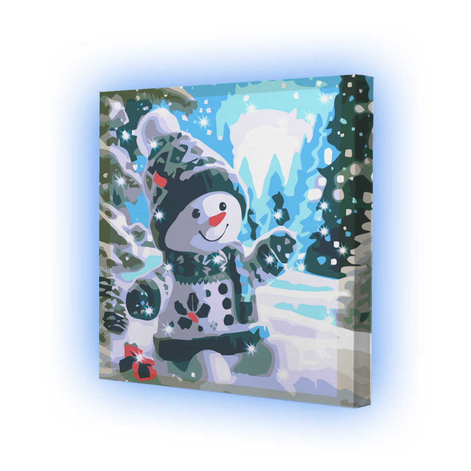 Картина по номерах зі світлодіодною підсвіткою для дітей Riviera Blanca Зимовий настрій 25x25 см (ГР1-037), фото 1