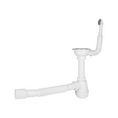 Сифон для кухонної мийки Lidz (WHI) LK14, колбовий з круглим переливом (вихід 50 мм)