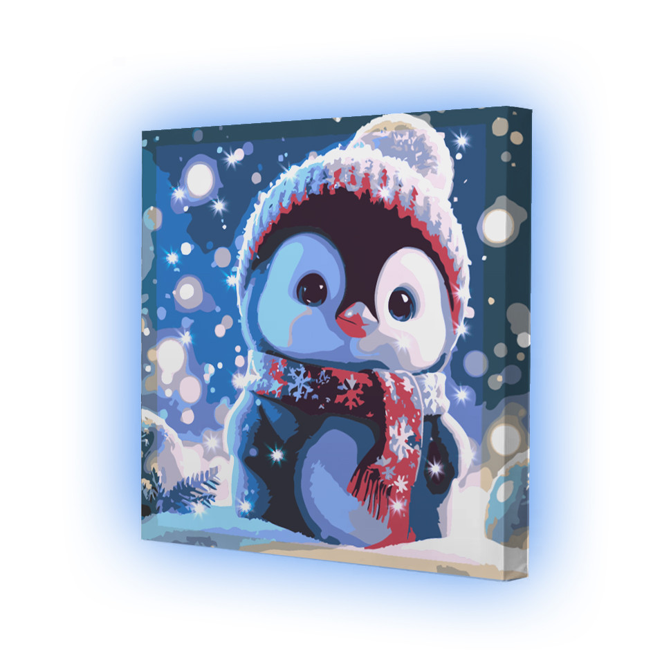 Картина по номерах зі світлодіодною підсвіткою для дітей Riviera Blanca Зимовий друг 25x25 см (ГР1-040), фото 1