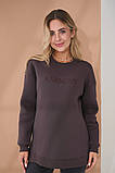 Туніка для вагітних та годуючих тепла з начісом сіро-коричневого кольору, фото 2