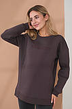 Туніка для вагітних та годуючих тепла з начісом сіро-коричневого кольору, фото 4