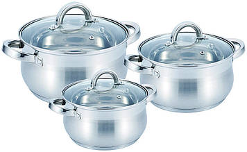 Набір каструль із неіржавкої сталі з кришками Benson BN-198 6 шт.