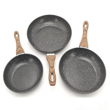 Набір сковорідок A-PLUS MS-3014 20/24/28 см Мармурове покриття