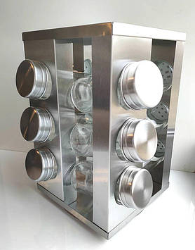 Набір для солі та спецій Kamille 7033 на прямокутній підставці 12 предметів