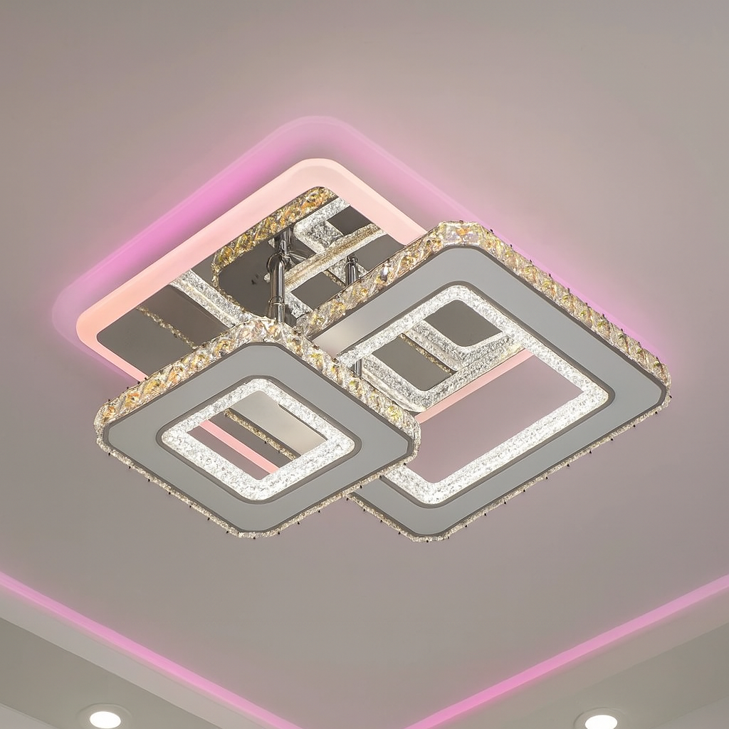 Невелика Led люстра з кристалами F+Light 134W до 15 м² колір Білий + Хром FP-23505-2H-RGB, фото 1