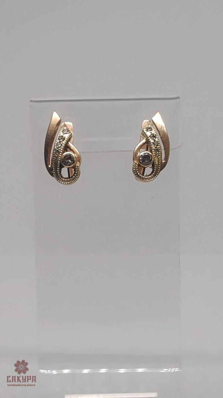 Золоті Сережки зі вставкою цирконій, фото 1