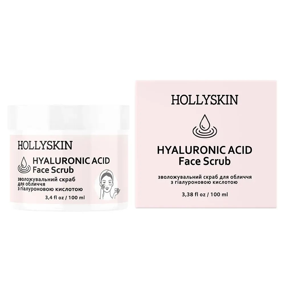 Скраб для обличчя з гіалуроновою кислотою Hollyskin Hyaluronic Acid Face Scrub 100 ml, фото 1