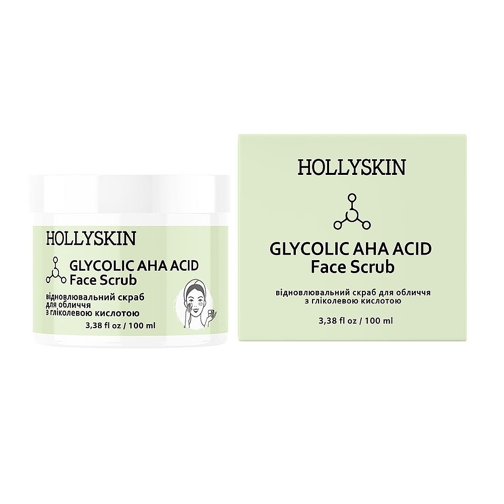 Скраб для обличчя з гліколевою кислотою Hollyskin Glycolic AHA Acid Face Scrub 100 мл, фото 1
