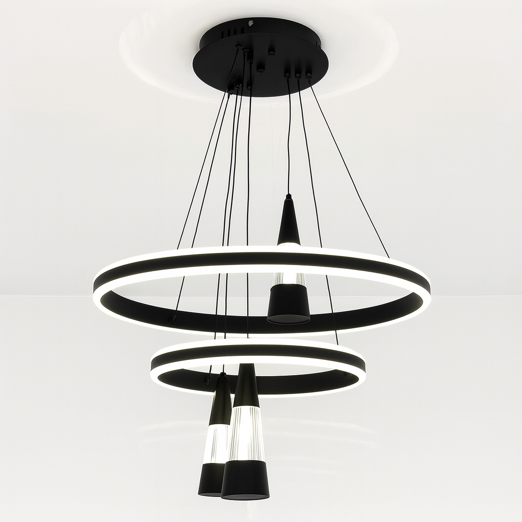 Лед люстра на тросах Linisoln 100W до 20 м² колір Чорний 100-3 BK, фото 1