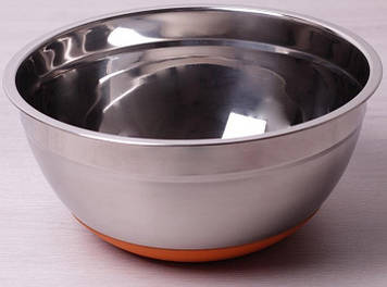 Миска сталева d 24 х 11 см із силіконовим дном жовтогаряча Kamille Labro KM-4349