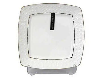 Тарілка порцелянова d-22,5 см квадратна Interos 9" Снігова Королева 222823-А