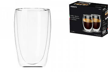 Набір чашок Ardesto з подвійними стінками 400 мл h — 13,5 см 2 шт боросилікатне скло AR2640G