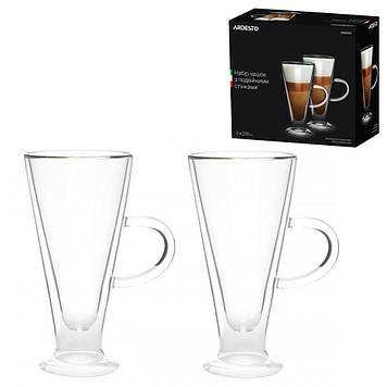 Набір чашок Ardesto з подвійними стінками для лате 230 мл h — 15,8 см 2 шт. боросилікатне скло AR2623GH