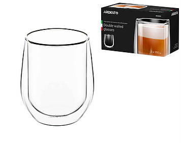 Набір чашок Ardesto з подвійними стінками 250 мл h — 9,5 см 2 шт боросилікатне скло AR2625G