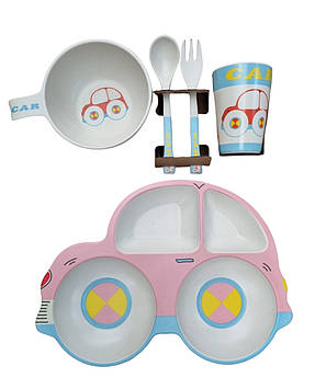 Набір дитячого посуду бамбуковий Машинка Легкова 5 приладів