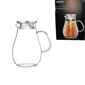 Глечик Ardesto з кришкою 1800 мл боросилікатне скло неіржавка сталь AR2618PGN