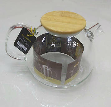 Чайник-заварник Wilmax Thermo 1500 мл з фільтром-спіраль і бамбуковою кришкою 888825/A WL