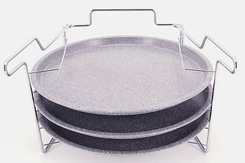 Набір дек для піци 3 шт. з антипригарним покриттям на підставці A-PLUS 1150