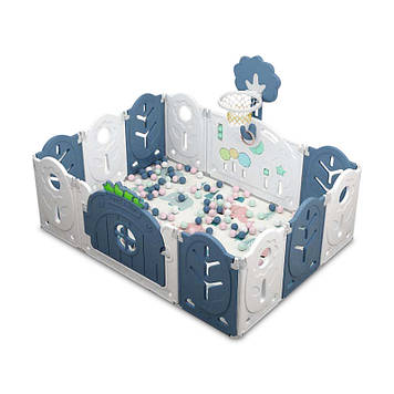 Манеж BabyPlayPen Магічний ліс вбудоване баскетбольне кільце 123*165*62 Синій