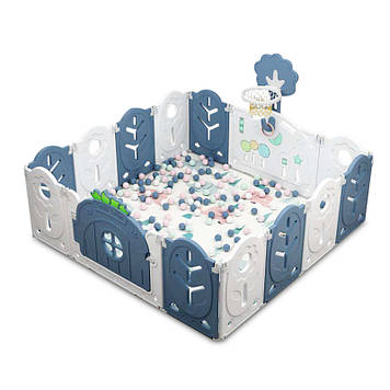 Манеж BabyPlayPen Магічний ліс вбудоване баскетбольне кільце 165*165*62 Синій