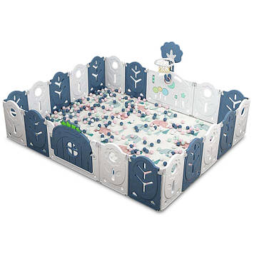 Манеж BabyPlayPen Магічний ліс вбудоване баскетбольне кільце 205*246*62 Синій