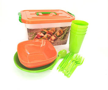 Набір пластикового посуду для пікніка Полімербут на 4 персони 25 предметів ПБ-287