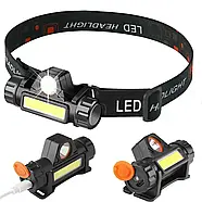 Ліхтарик налобний світлодіодний Bailong BL-8101 XPE+COB + USB CHARGE, фото 7